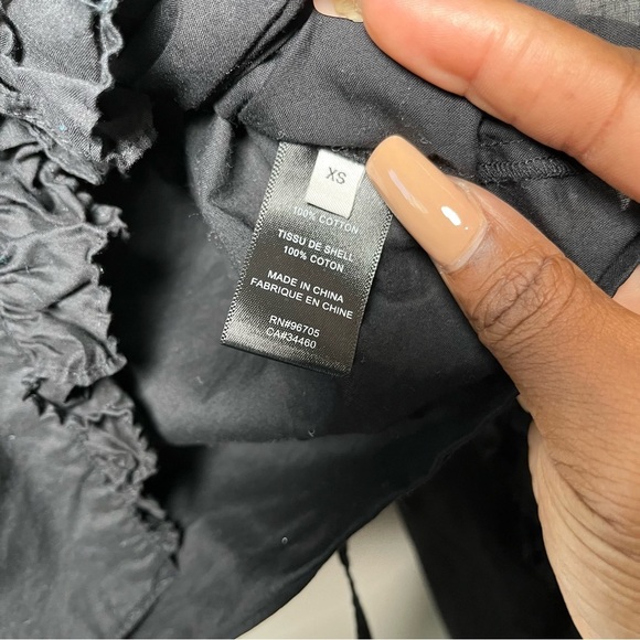 Rebecca Taylor Women Top XS Black Ruffle Trim Wrap Long Sleeve Date Night‎ - Picture 6 of 8